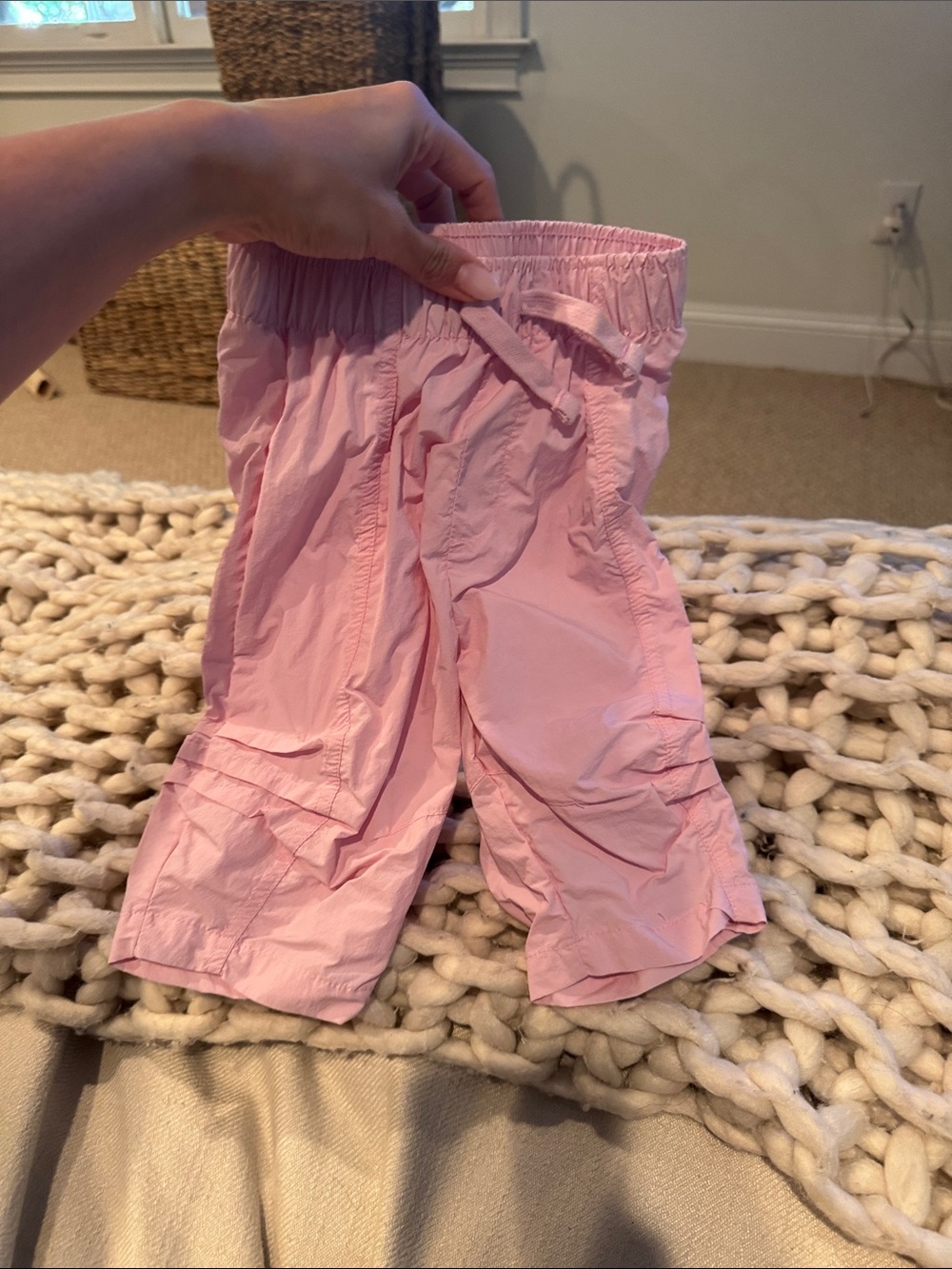 Girls' Pink Elastic-Waist Cargo Shorts